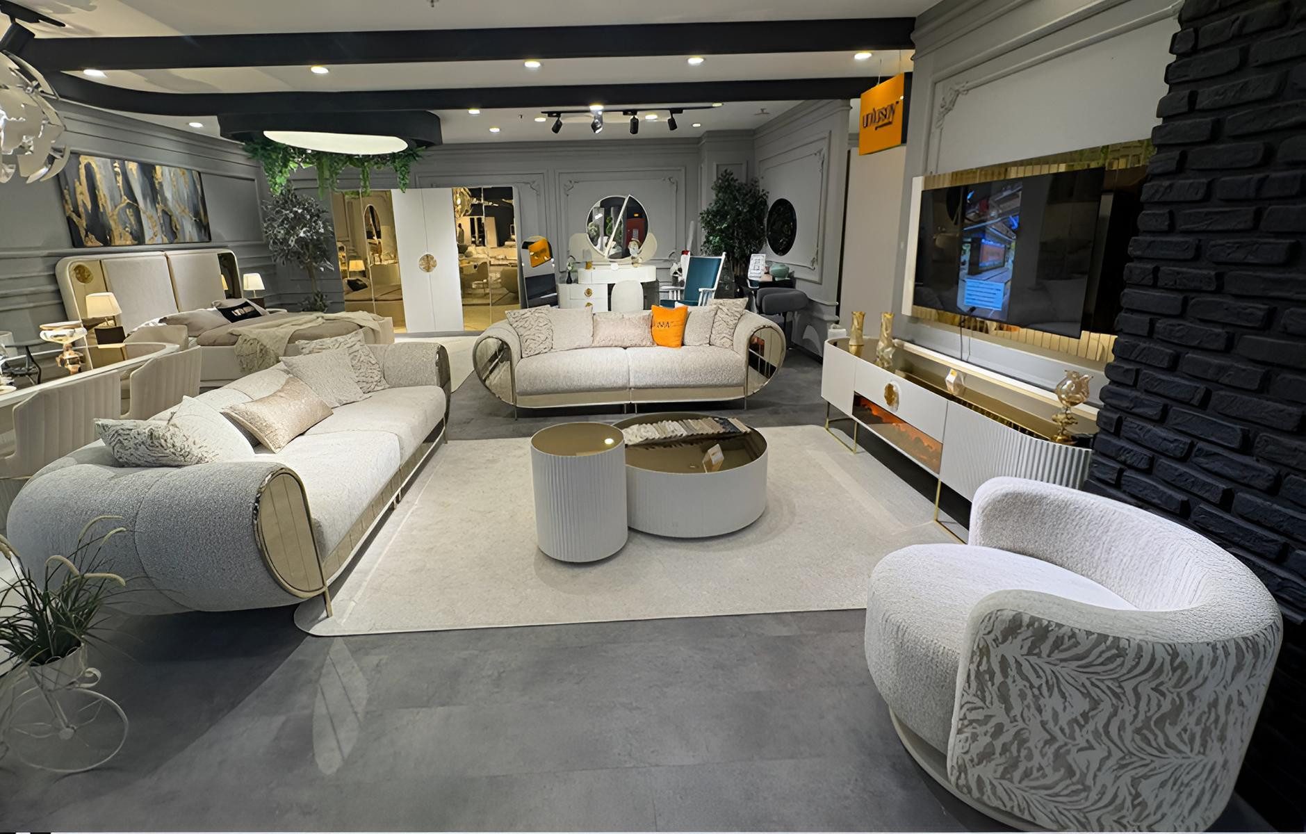 JVmoebel Polstergarnitur Graues Sofa-Set von JVMoebel mit edlem Textilbezug und Komfort, (Set, 3-tlg), Made in Europa