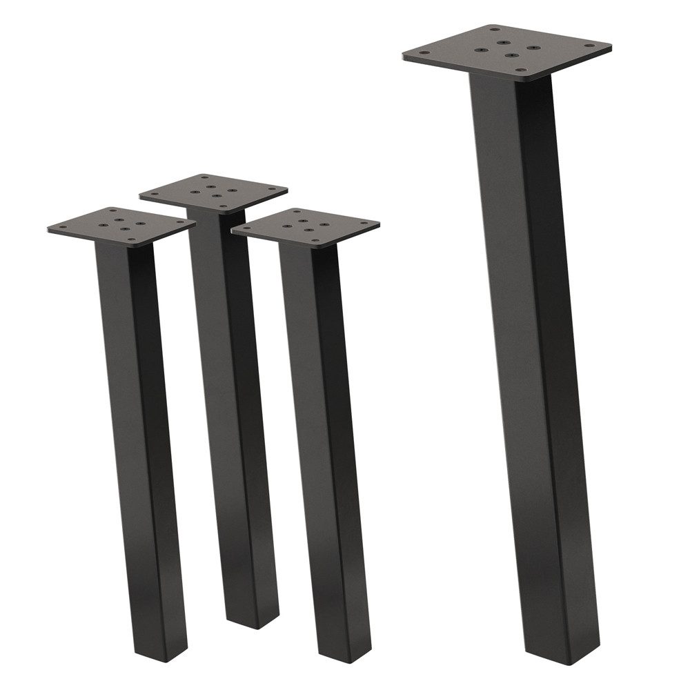 ML-DESIGN Tischbein Tischkufen I-Design Möbelfüße Tischgestell aus pulverbeschichtet Stahl, 4er Set Bankkufen 42cm Dunkelgrau glänzend Möbelbeine 96° Neigung