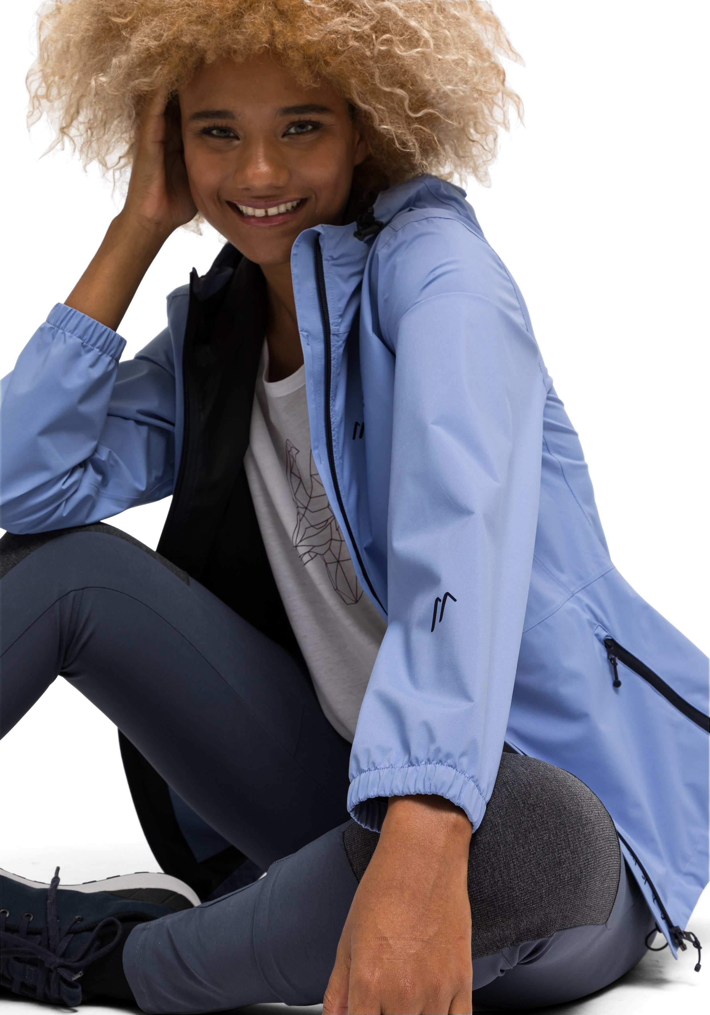 aquablau W Funktionsjacke Sports Tind Minimalistische Eco 2,5-Lagen-Jacke für Touren Maier und Wanderungen