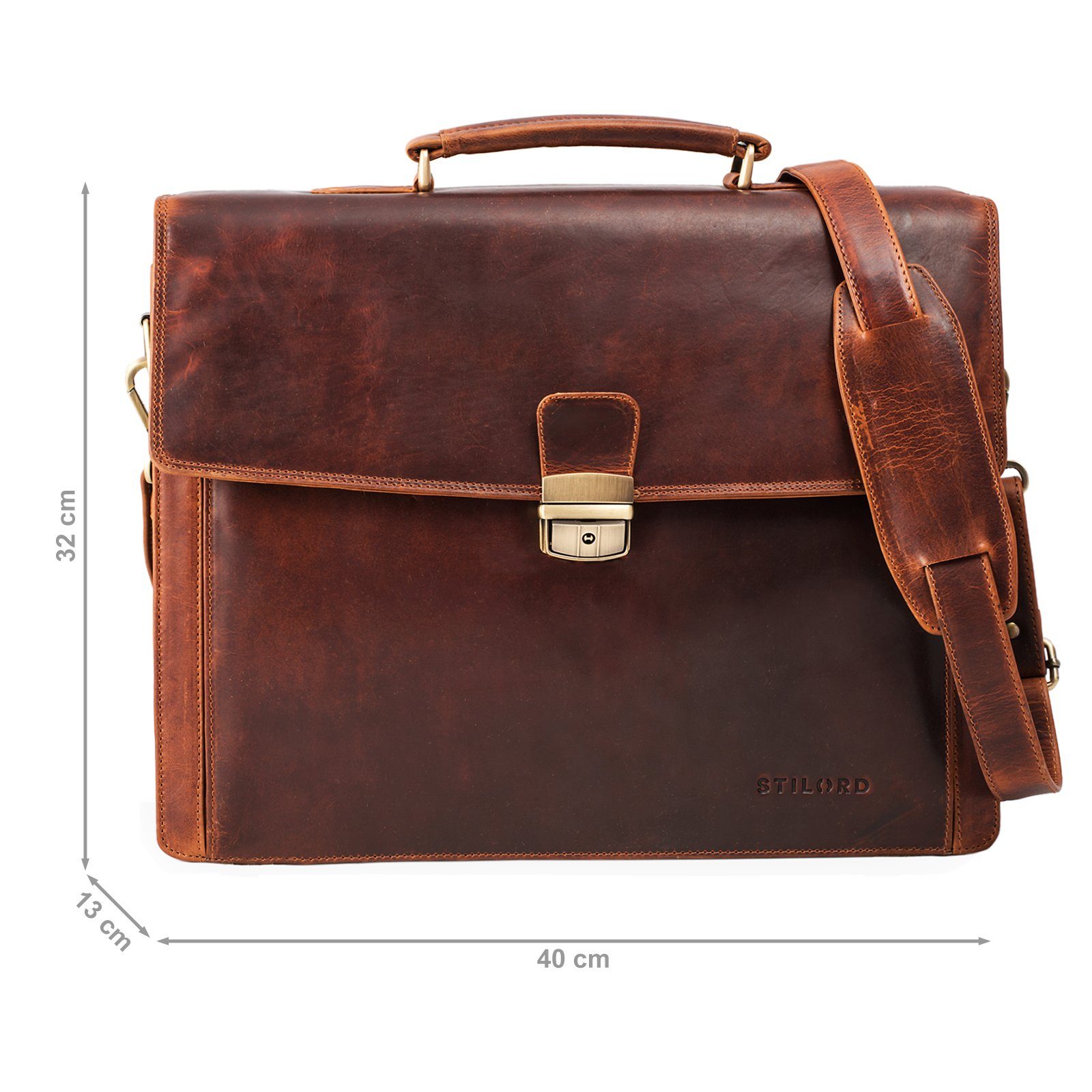 STILORD Laptoptasche "Noel" Aktentasche Leder Herren Vintage