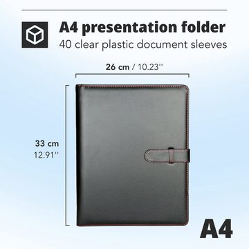 H&S Organisationsmappe Schwarzer A4 Ringordner Konferenzmappe, Black A4 Ring Binder Conference Folder