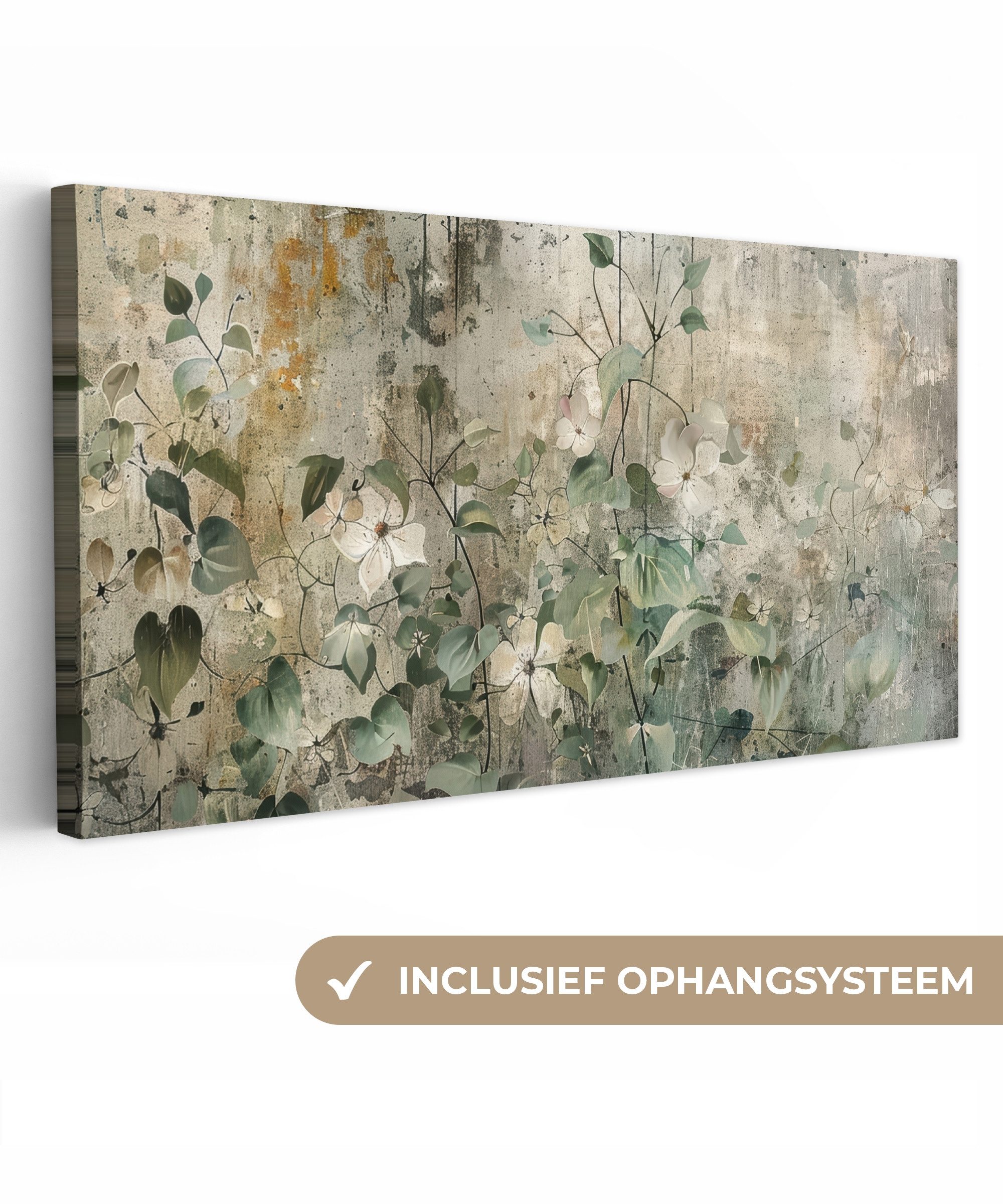 OneMillionCanvasses® Leinwandbild Panorama Blumen - Blätter - Abstrakt - Modern, Fotodruck (1 St), Wandbild, Deko Schlafzimmer Wohnzimmer Flur 40x20 cm