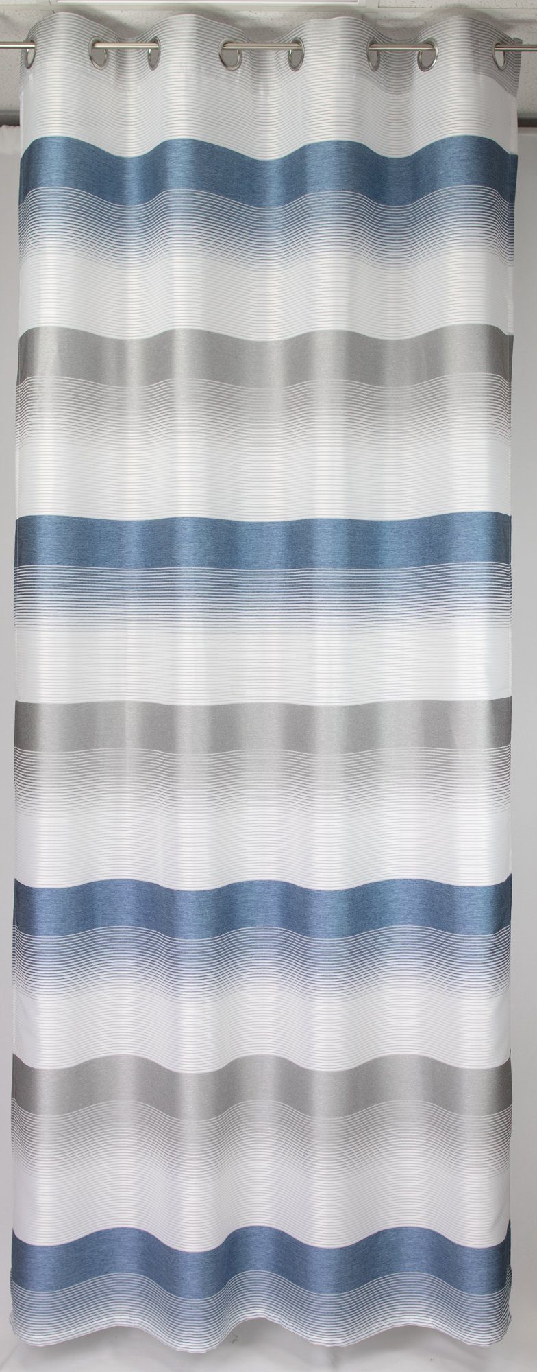 EXPERIENCE Vorhang Ösenschal Seitenschal Vorhang 2421 140x245 cm Gestreift Weiß Grün Blau Grau Rot (1 St), Ösen, halbtransparent, Webstreifen, mit 8 Ösen