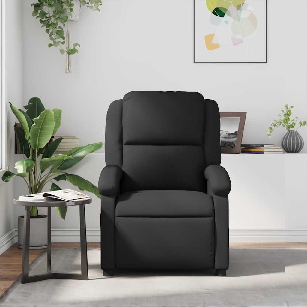 vidaXL Sessel Relaxsessel Schwarz Echtleder (1-St) – Bild 3 von 5