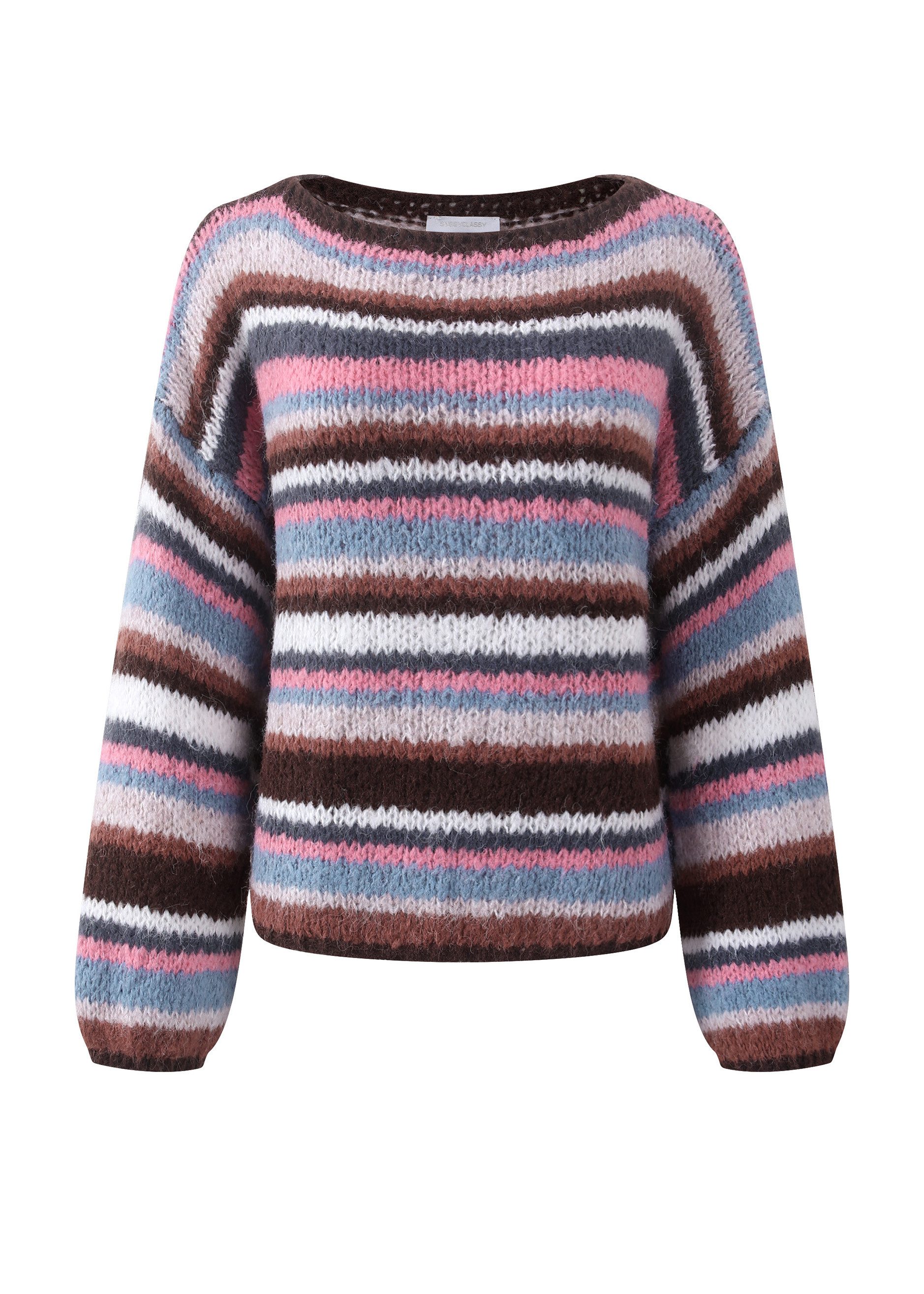 SASSYCLASSY Strickpullover Gestreifter Strickpullover für Damen Mehrfarbige günstig online kaufen
