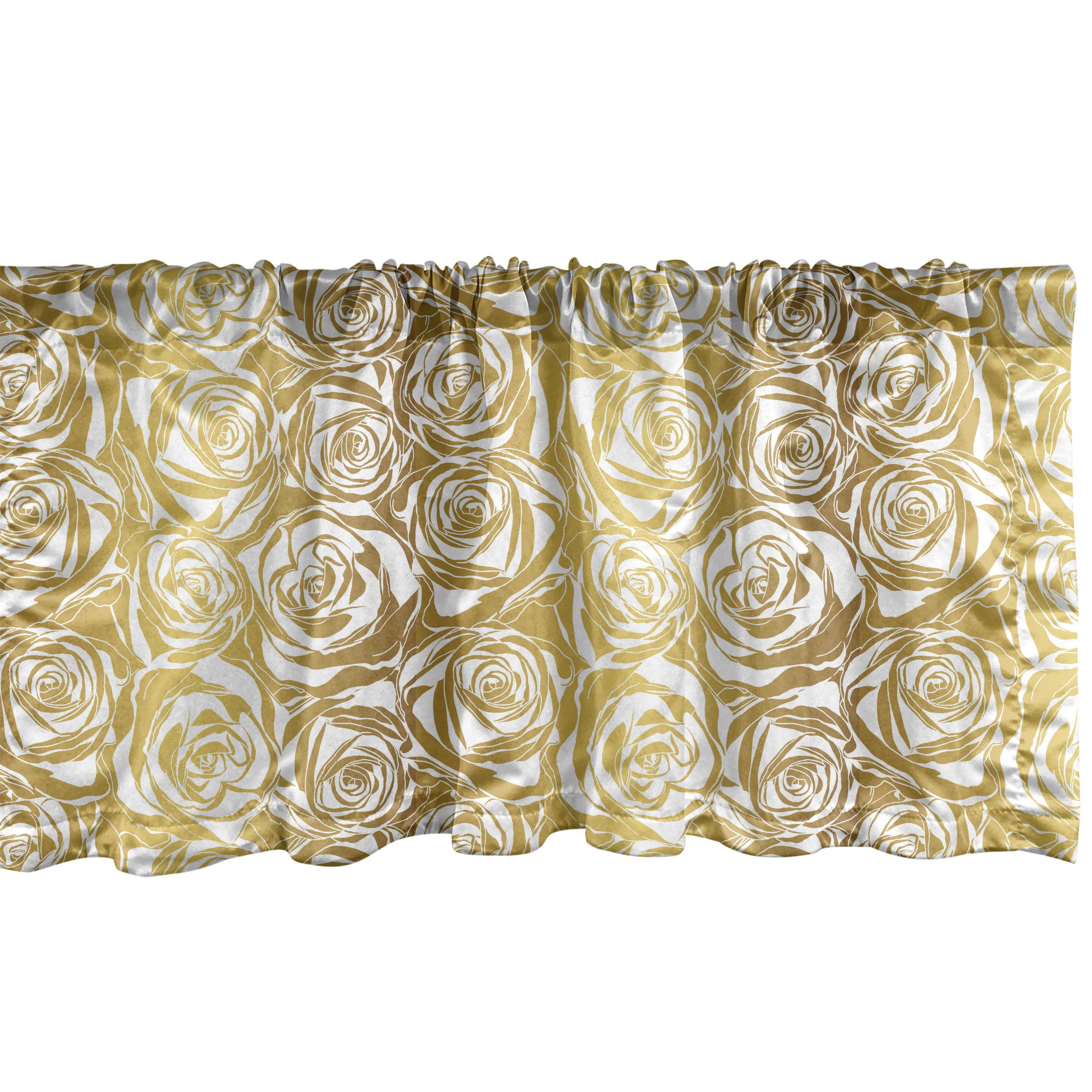 Scheibengardine Vorhang Volant für Küche Schlafzimmer Dekor mit Stangentasche, Abakuhaus, Microfaser, Blumen Dreamy Roses Muster Modern