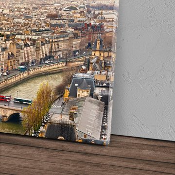 Sinus Art Leinwandbild 120x80cm Wandbild auf Leinwand Paris von Oben Eiffelturm Frankreich Fl, (1 St)