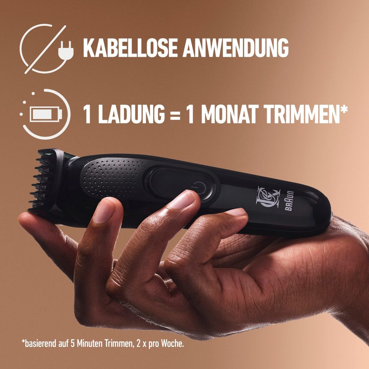 Braun Bartschneider King C. Gillette Barttrimmer Akku Präzisions-Trimmer Bartschneider, Limited Edition, Präzisionsrad für Längeneinstellungen, Abwaschbare Teile