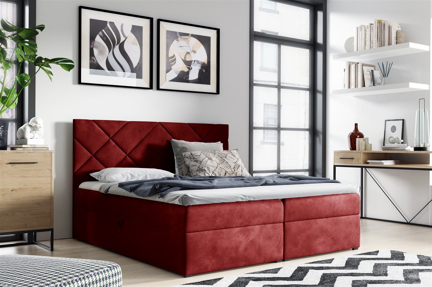 Fun Möbel Boxspringbett Boxspringbett Schlafzimmerbett LAZARO Nr.7 in Stoff günstig online kaufen