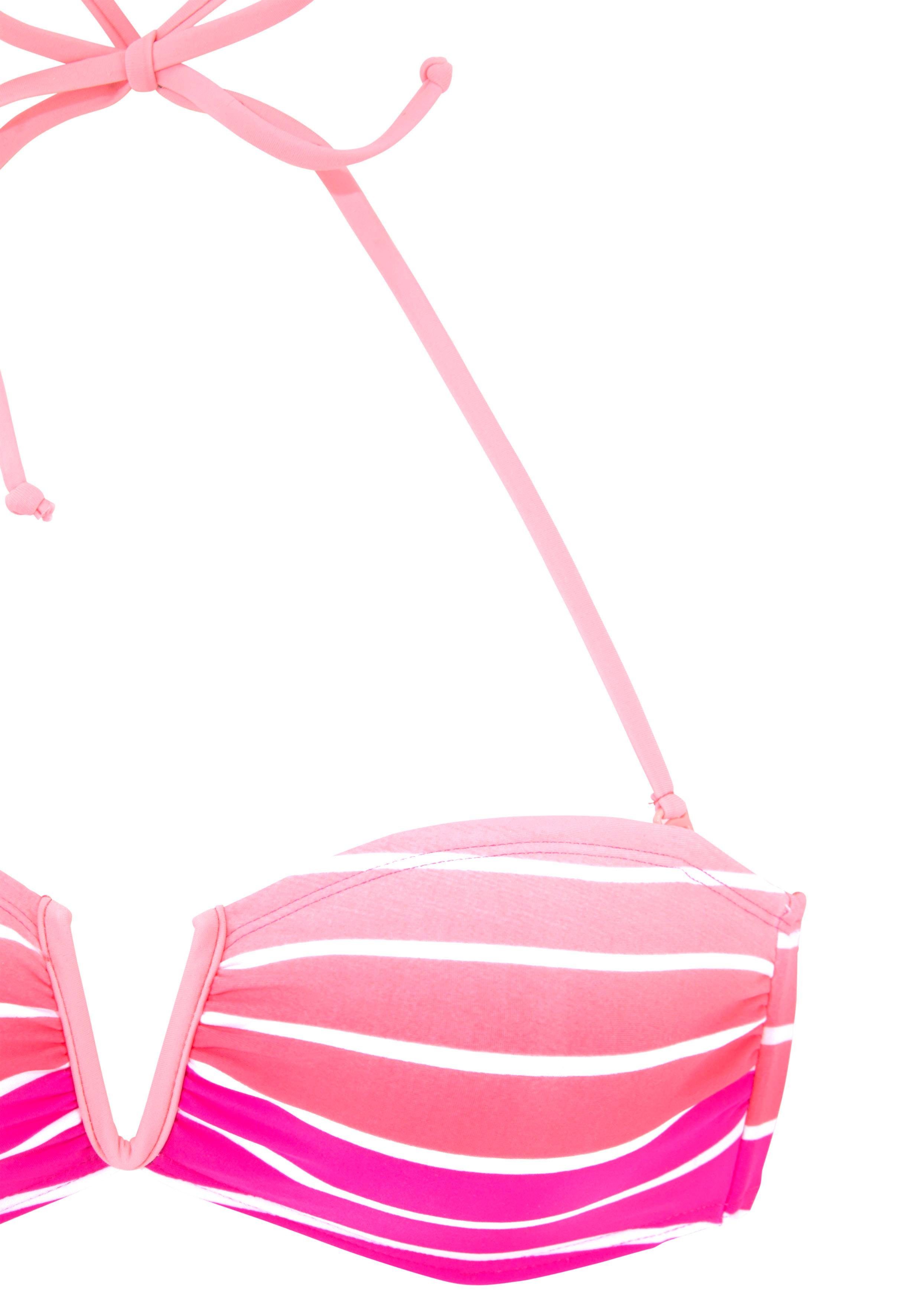 mit Bandeau-Bikini pink-gestreift Beach Farbverlauf Venice
