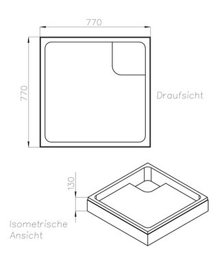OTTOFOND Duschwanne, quadratisch, Sanitäracryl, Set, 80x80x3 cm, mit Wannenträger, Ablaufgarnitur und Fugendichtband
