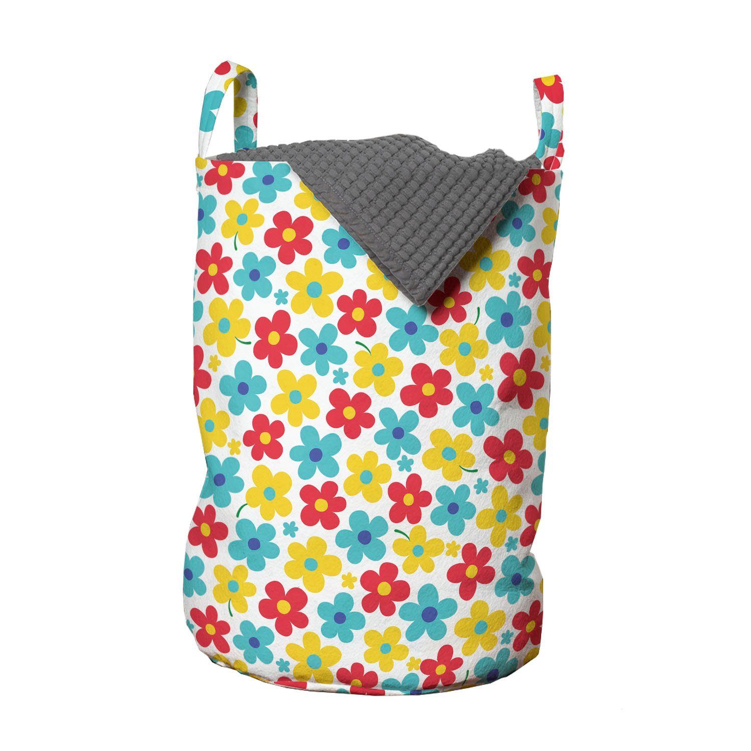Abakuhaus Wäschesäckchen Wäschekorb mit Griffen Kordelzugverschluss für Waschsalons, Blumen Blühende Sommerblumen