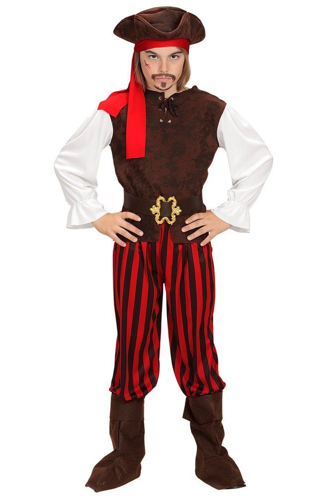 Karneval-Klamotten Piraten-Kostüm Jungen Piratenkapitän Komplett mit Piratenhut, Kinderkostüm Seeräuber Jungen Freibeuter Pirat