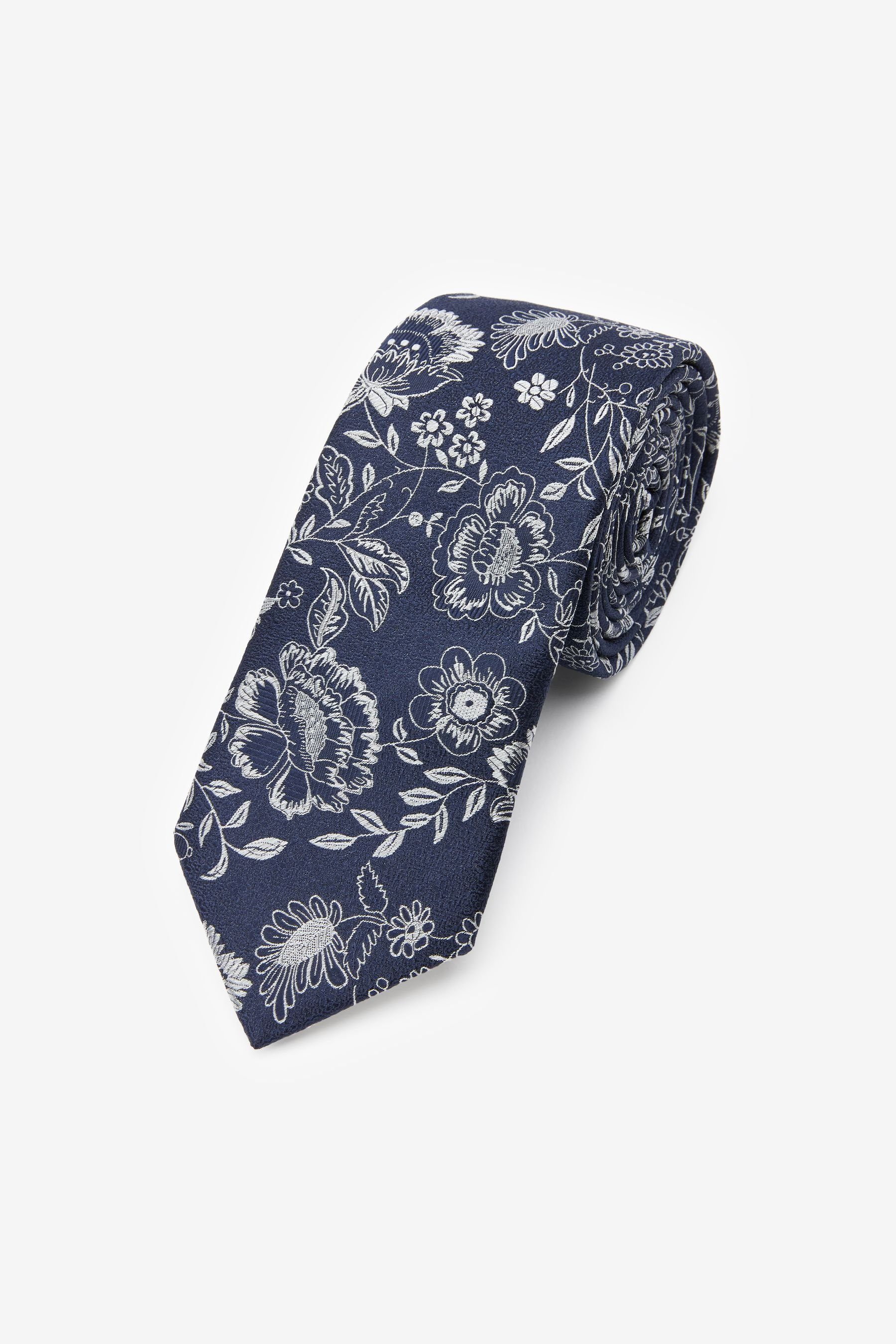 Next Krawatte Signature-Krawatte (1-St) Blue/Silver Grey Floral