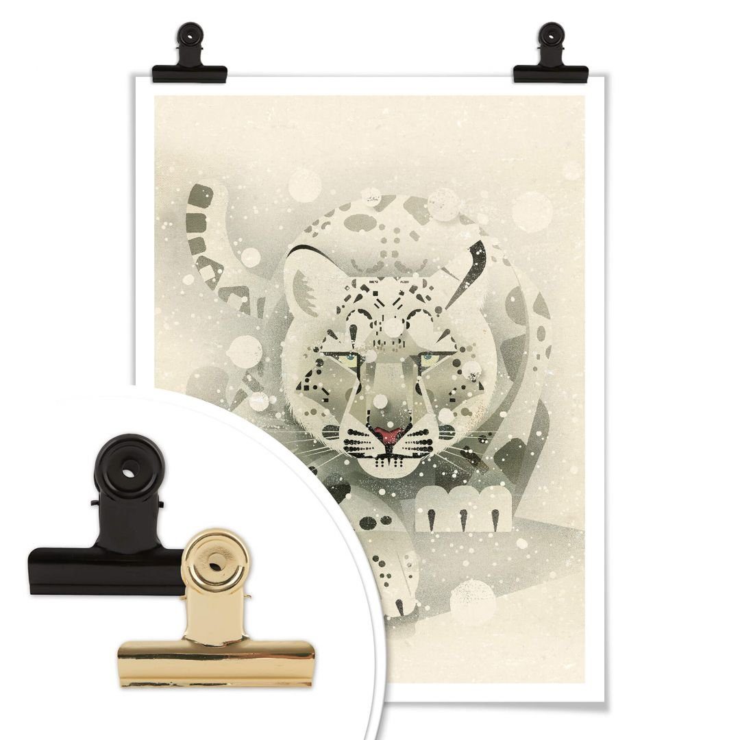 K&L Wall Art Poster Poster Braun Safari Deko wilde Katze Schnee Leopard, Kinderzimmer Wandbild modern