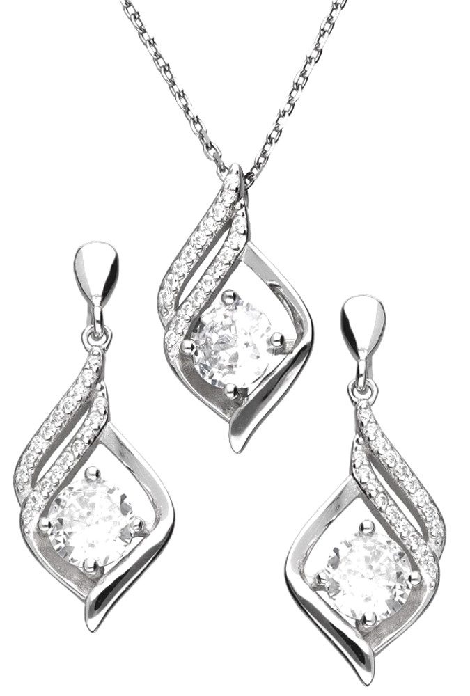 Limana Schmuckset 925 Silber Ohrstecker Halskette mit Anhänger Kette mit Ohrringe (inkl. Schmuckdose), Geschenkset Idee Geschenk für Sie Frauen Damen Freundin Mutter