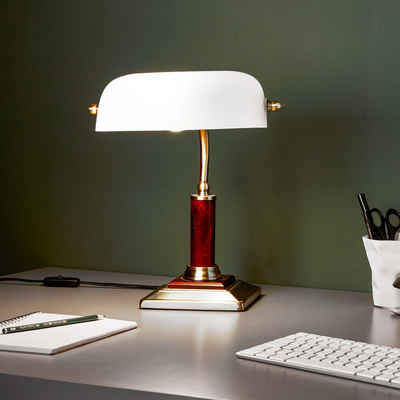 Lightbox Tischleuchte, ohne Leuchtmittel, Schreibtischlampe mit schwenkbarem Kopf und Schalter - Metall/Holz
