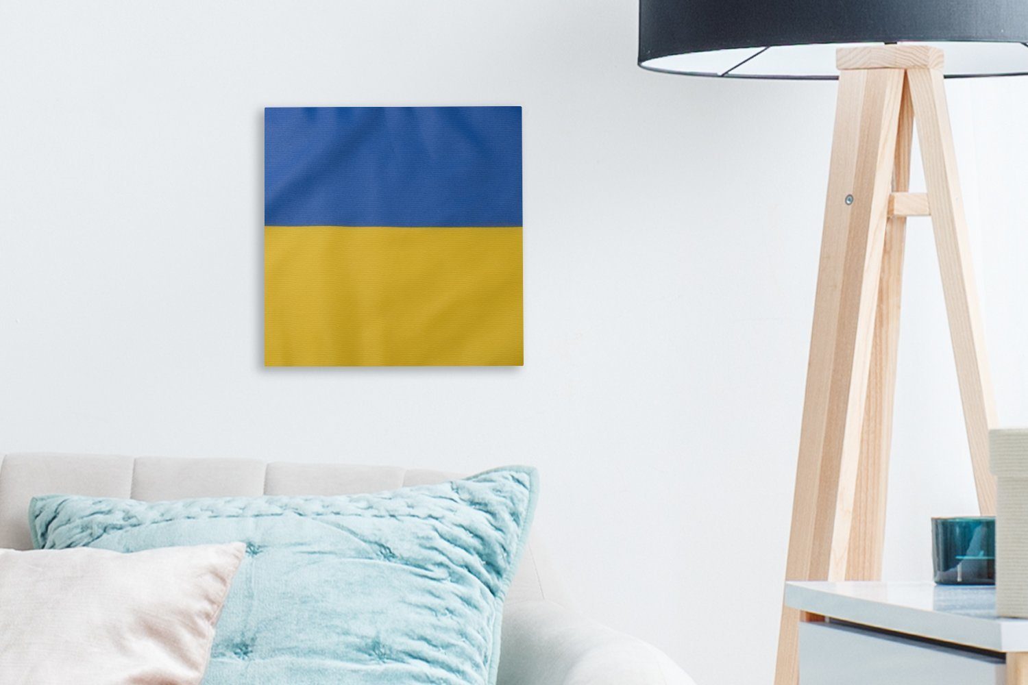 Bilder Schlafzimmer Ukraine, Wohnzimmer (1 OneMillionCanvasses® Leinwandbild der Flagge Leinwand Nahaufnahme für der St),