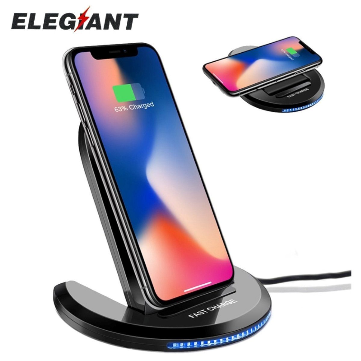 ELEGIANT Kontaktlose, verstellbare Ladestation, Handy-Netzteile (Super schnelles Induktionsladen. QI-Quickcharge)