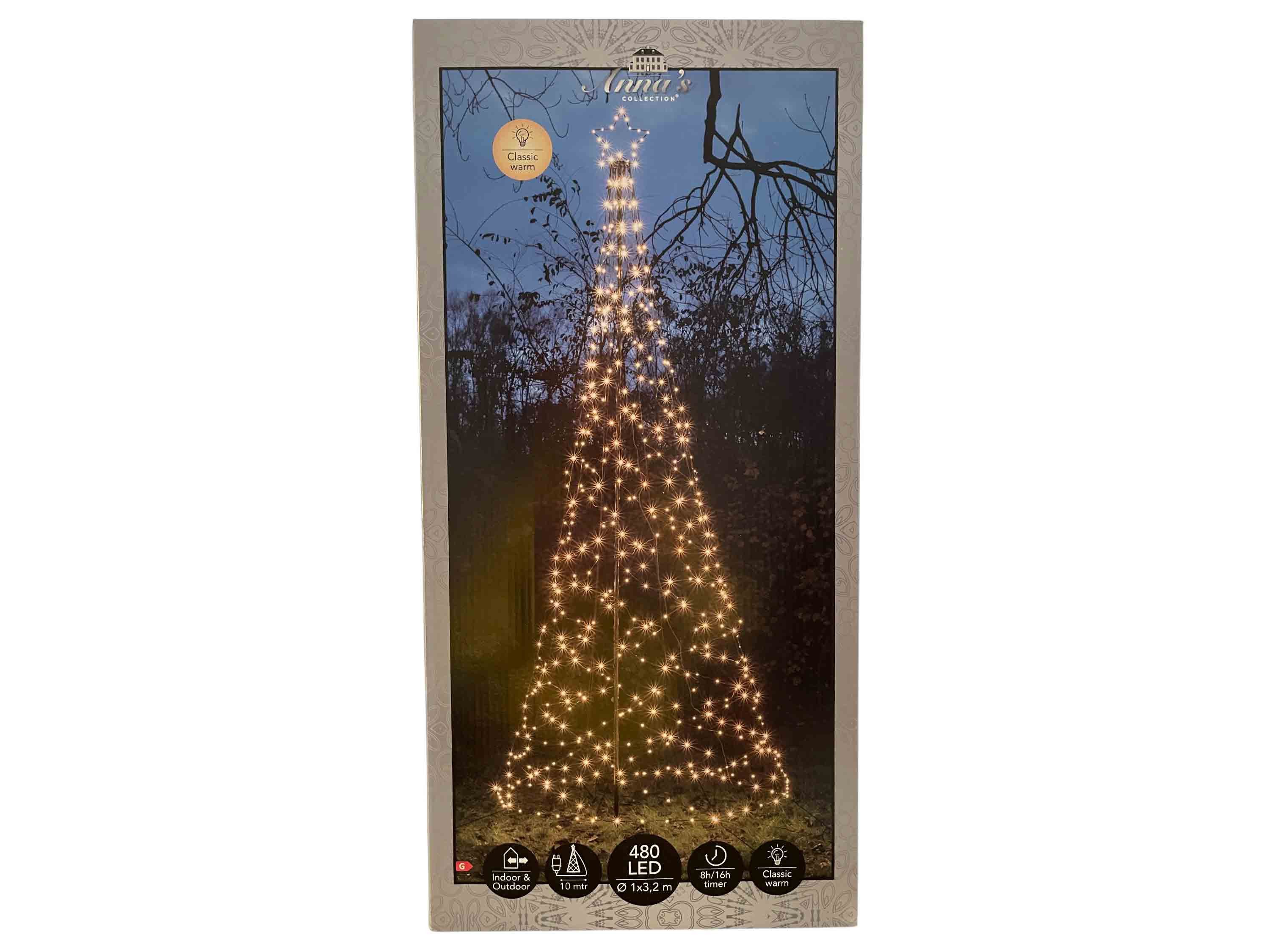 Coen Bakker Deco BV LED-Lichterkette, Lichterbaum Metall 3,2m 480 LED classic warm Timer