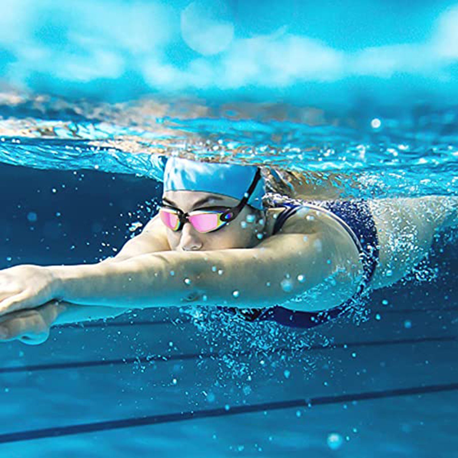 Aoucheni Schwimmbrille Schwimmbrille, Anti-Beschlag-Schwimmbrille UV-Schutz mit