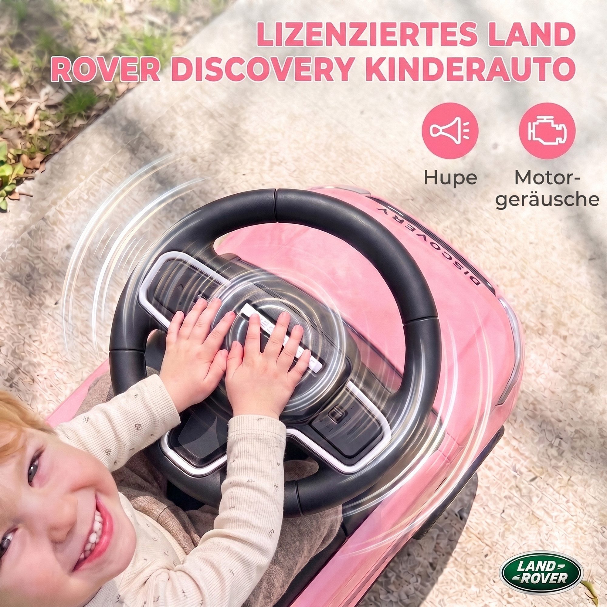 AIYAPLAY Rutscher LAND ROVER DISCOVERY Kinderfahrzeug, (Set, 1-tlg., 1-tlg), für Kinder von 18-36 Monaten, Rosa – Bild 5 von 5