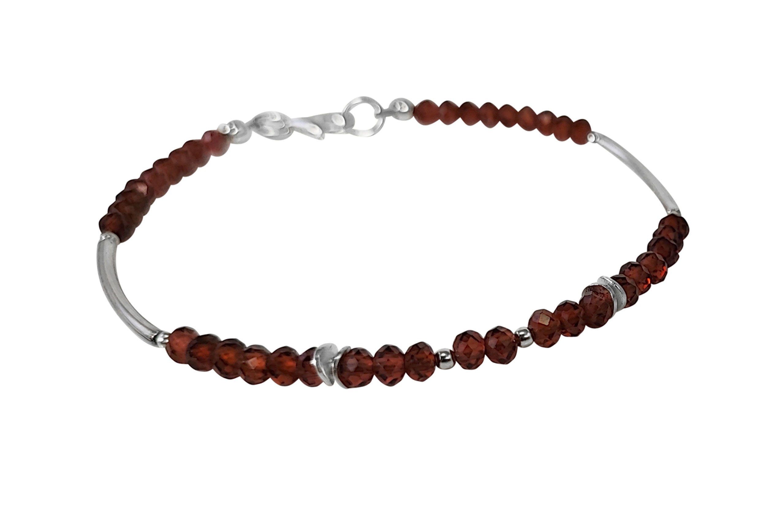 Perlenarmband Granat Armband Silber 925 Kugel facettiert