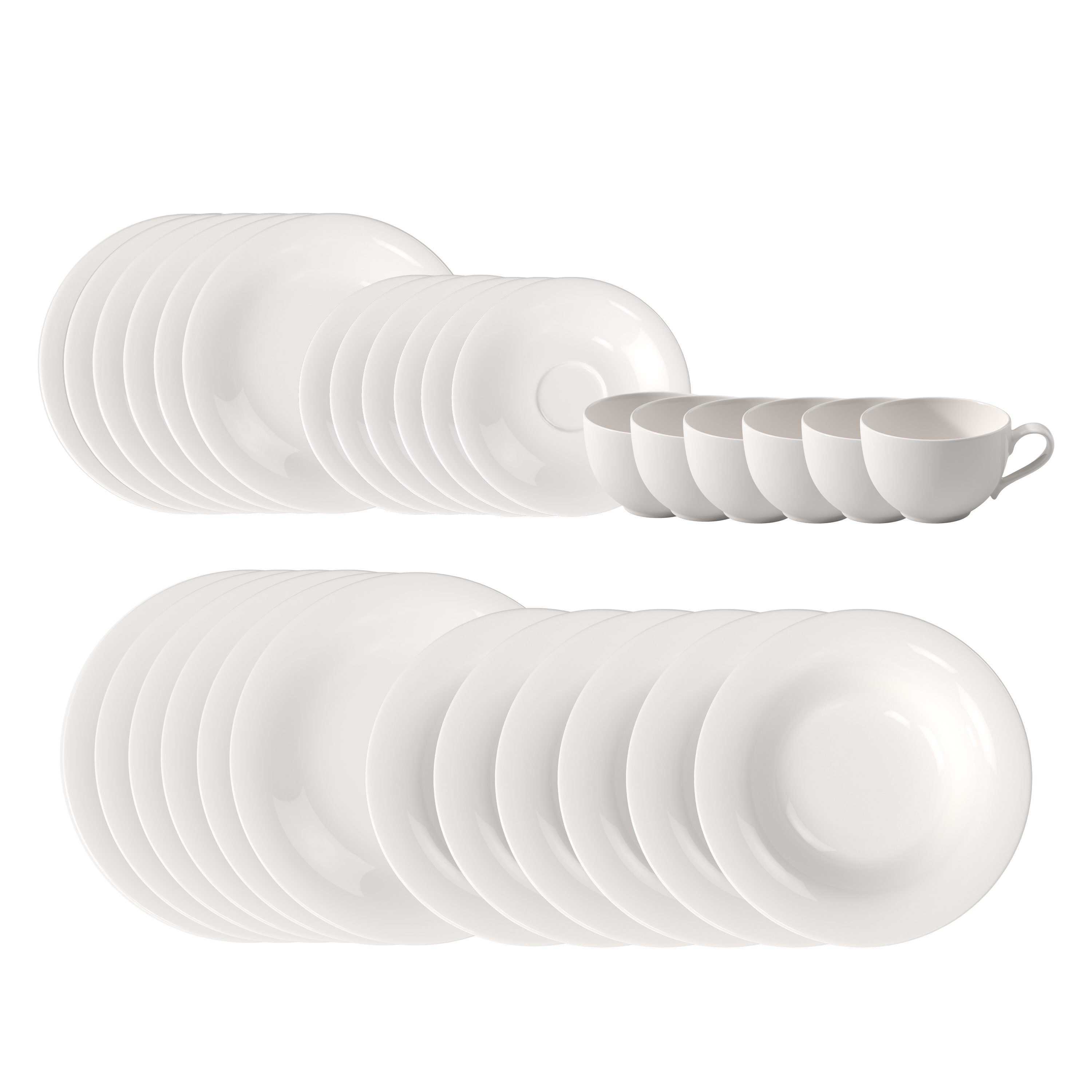 like. by Villeroy & Boch Geschirr-Set Essential Starter-Set (30-tlg), 6 Personen, Porzellan, Premium Porzellan