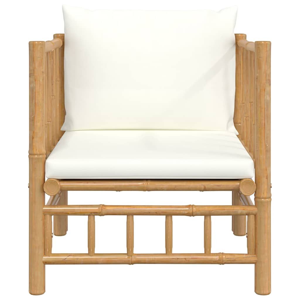vidaXL Sofaelement Gartensessel mit Cremeweißen Kissen Bambus (1 St)