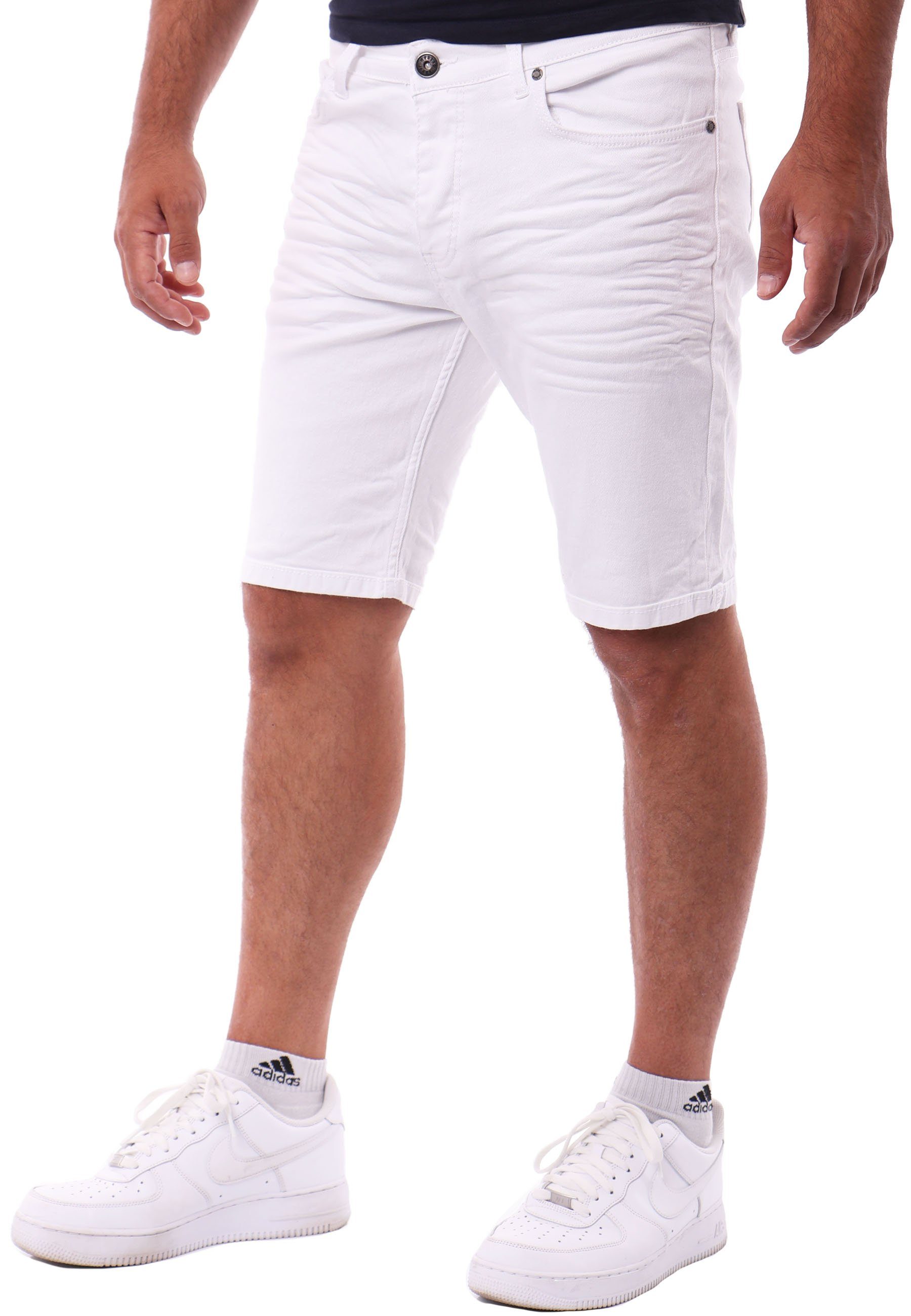 Reslad Jeansshorts Reslad Jeans Shorts Herren Kurze Hosen Sommer l Used Look Washed Männe Denim Jeansbermudas Stretch Jeans-Hose
