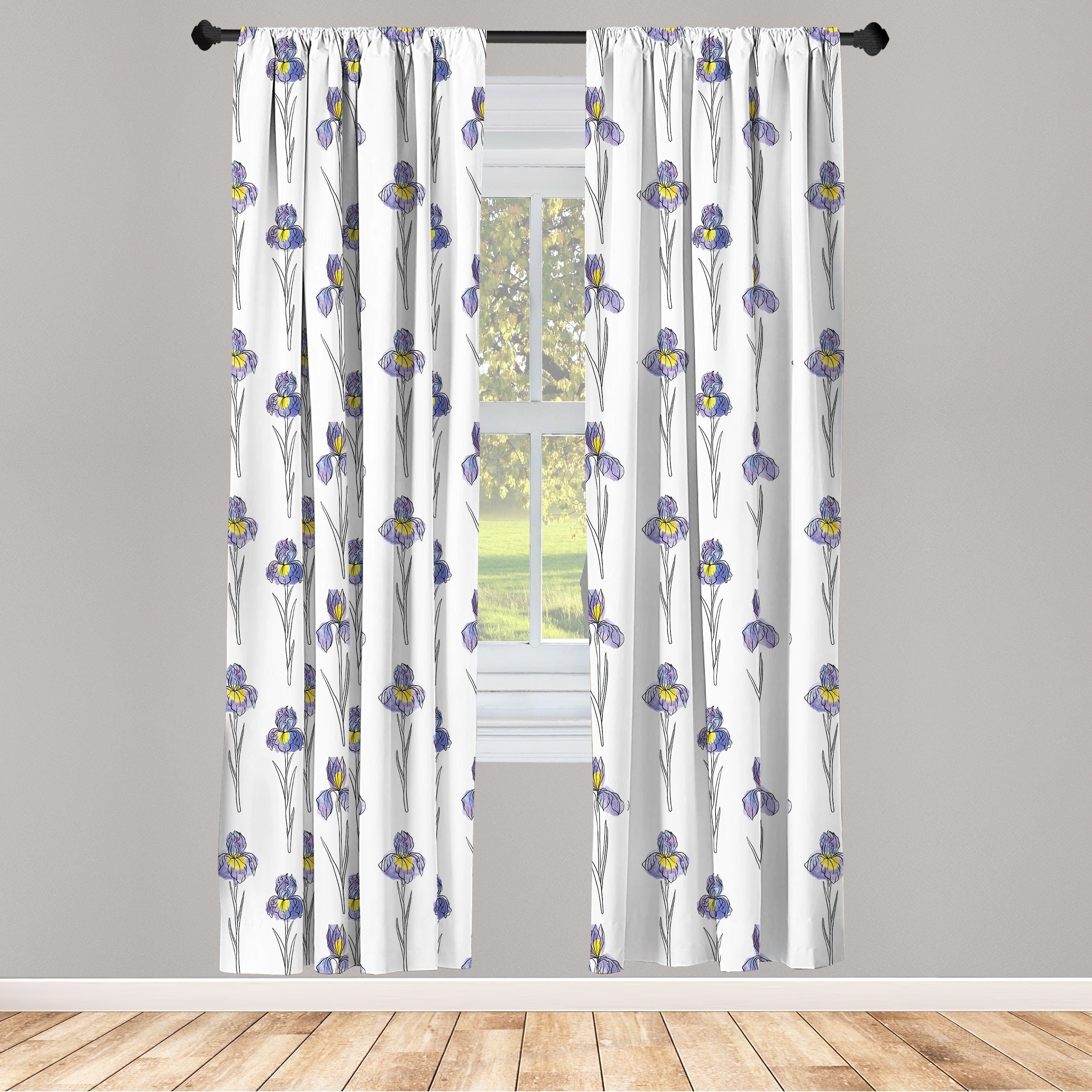 Dekor, für Microfaser, Vorhang Gardine Abakuhaus, Botanisch Wohnzimmer Schlafzimmer Aquarell Iris-Blumen