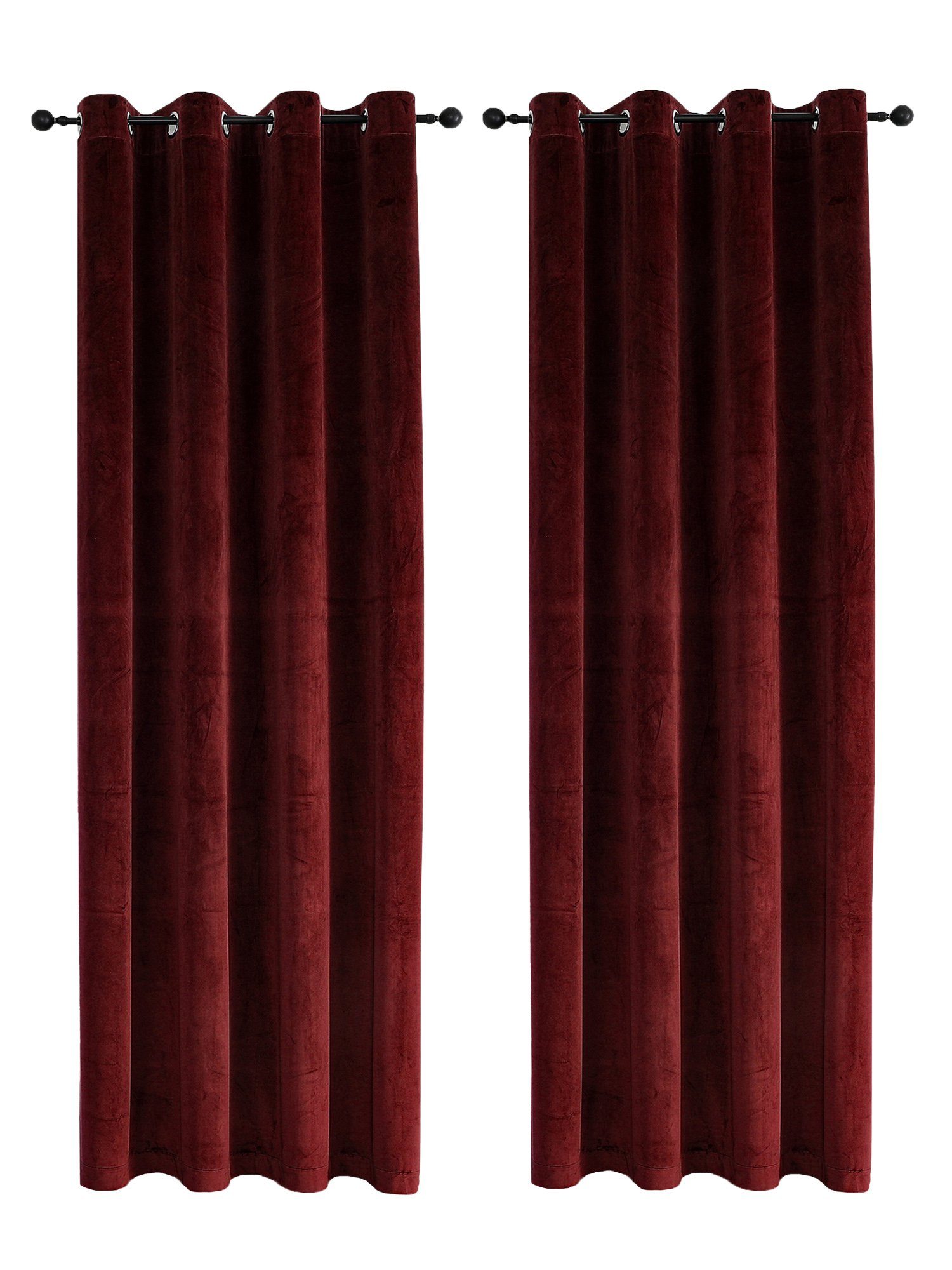 Gardine Vorhang 2er Set Ösen Verdunkelung 140x245 cm Samt weich blickdicht, Haus und Deko, Ösen (2 St), Polyester Bordeaux