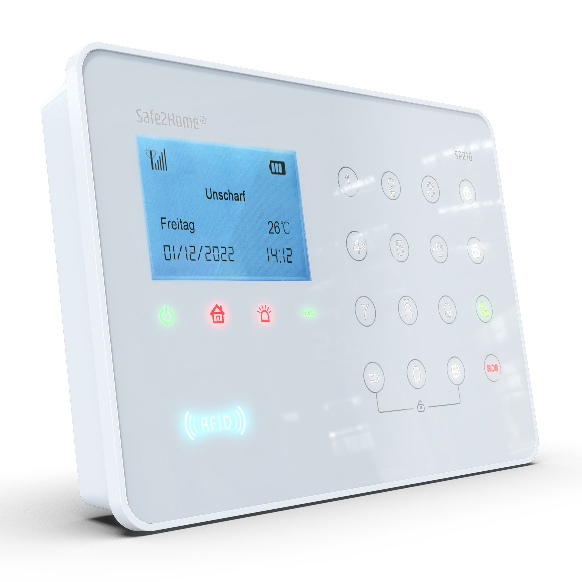 Safe2Home Funk Alarmzentrale SP210 – Basis Set mit Sabotageschutz & GSM WLAN Alarmanlage (Sabotageschutz, Wifi und SMS, Selbstmontage, App, 2,4 & 5 GHz)