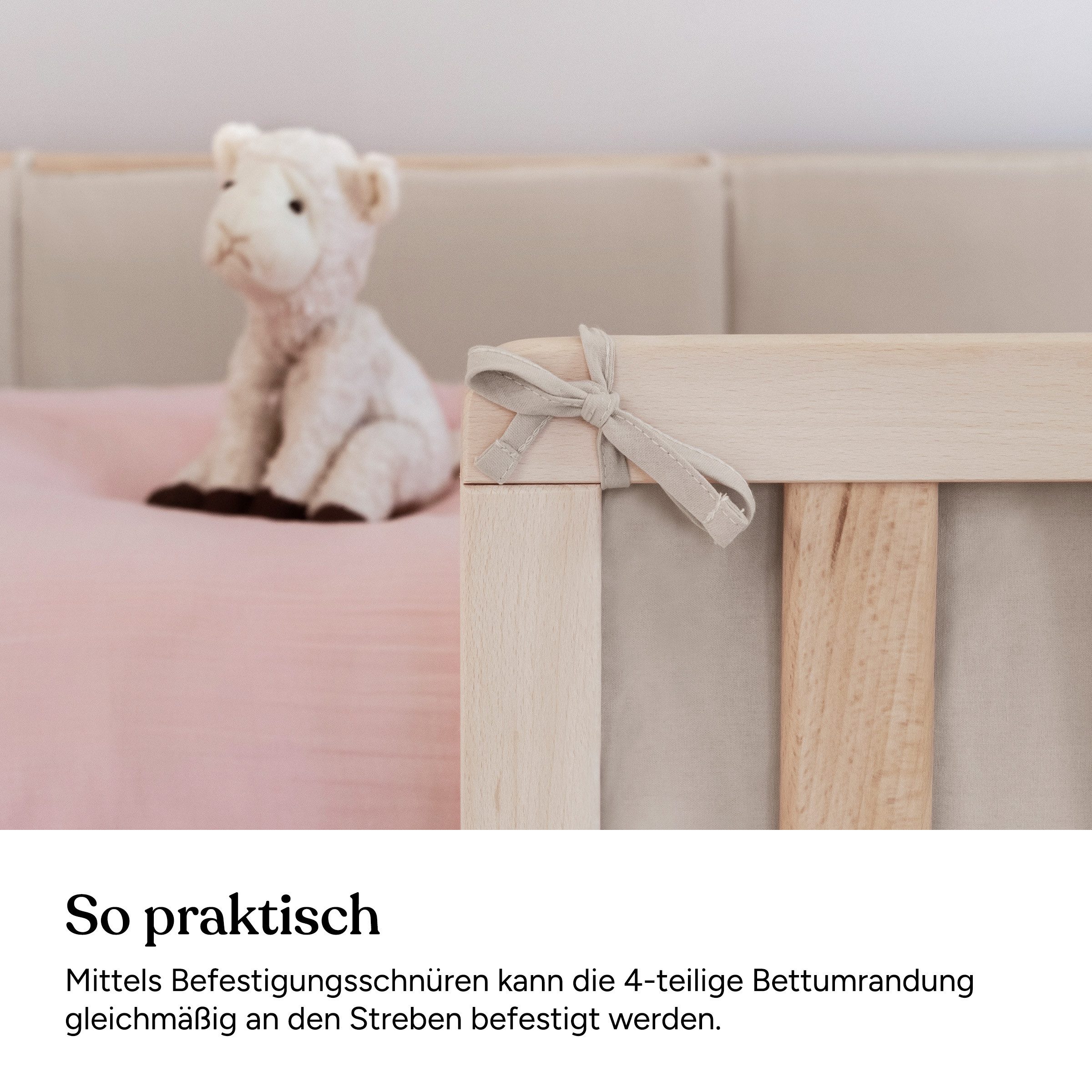 Ehrenkind Bettumrandung 4 tlg für Kinderbett hochwertig verarbeitet, (Bettumrandung Jugendbett, 4-tlg., innen weich gepolstert), Bettumrandung Kinderbett aus 100% Bio Baumwolle