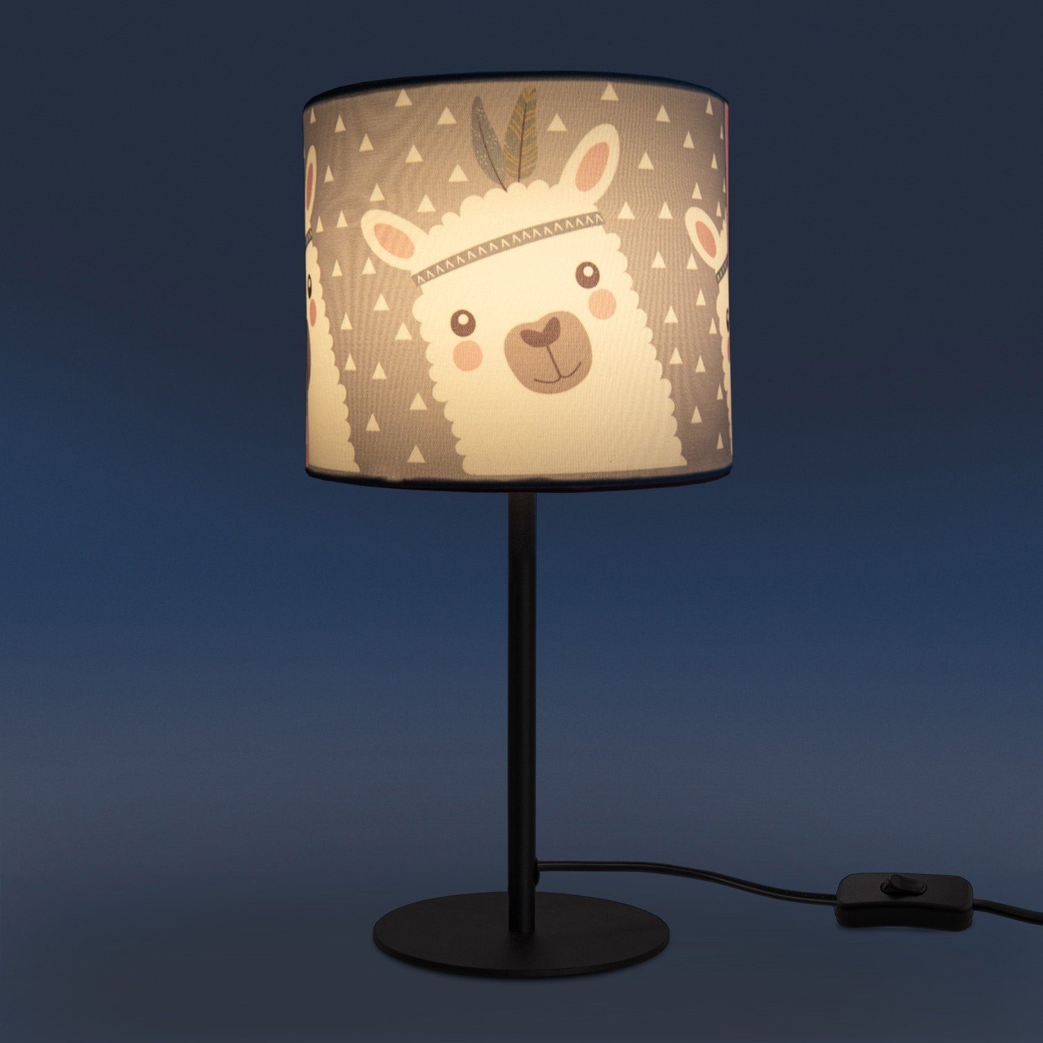 Paco Home LED E14 Lama-Motiv, Lampe Ela Kinderzimmer Tischleuchte 214, Mit Tischleuchte Leuchtmittel, Kinderlampe ohne