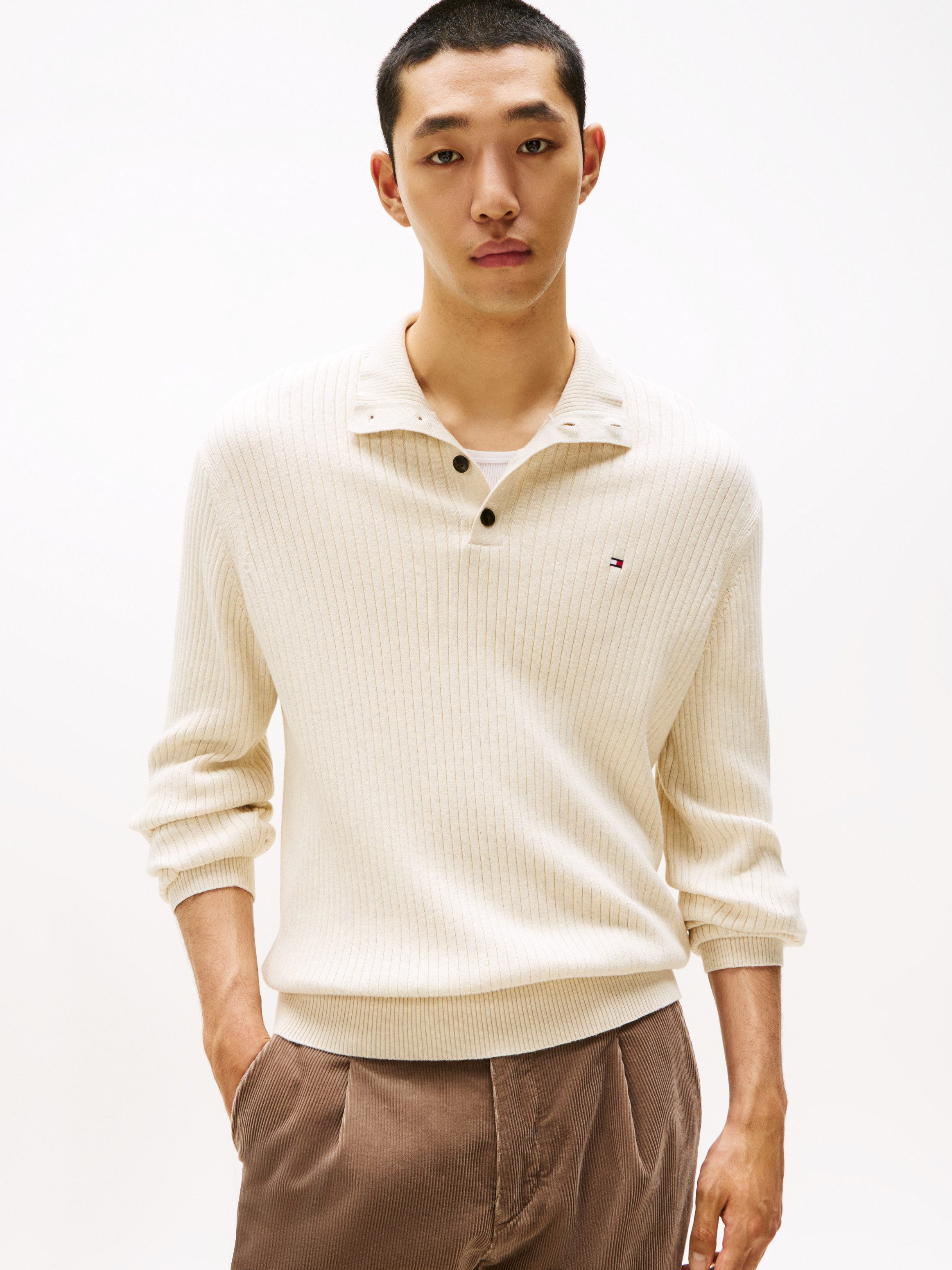 Tommy Hilfiger Troyer PIMA CASH STRUCTURE MOCK Rippbündchen am Kragen, Ärme günstig online kaufen