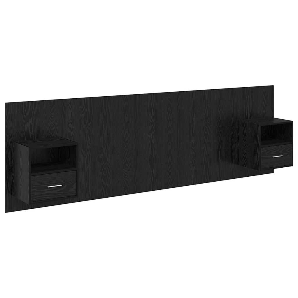 vidaXL Bett Kopfteil mit Schrank 3 stk. Schwarz Eichen-Optik Holzwerkstoff (3-tlg)