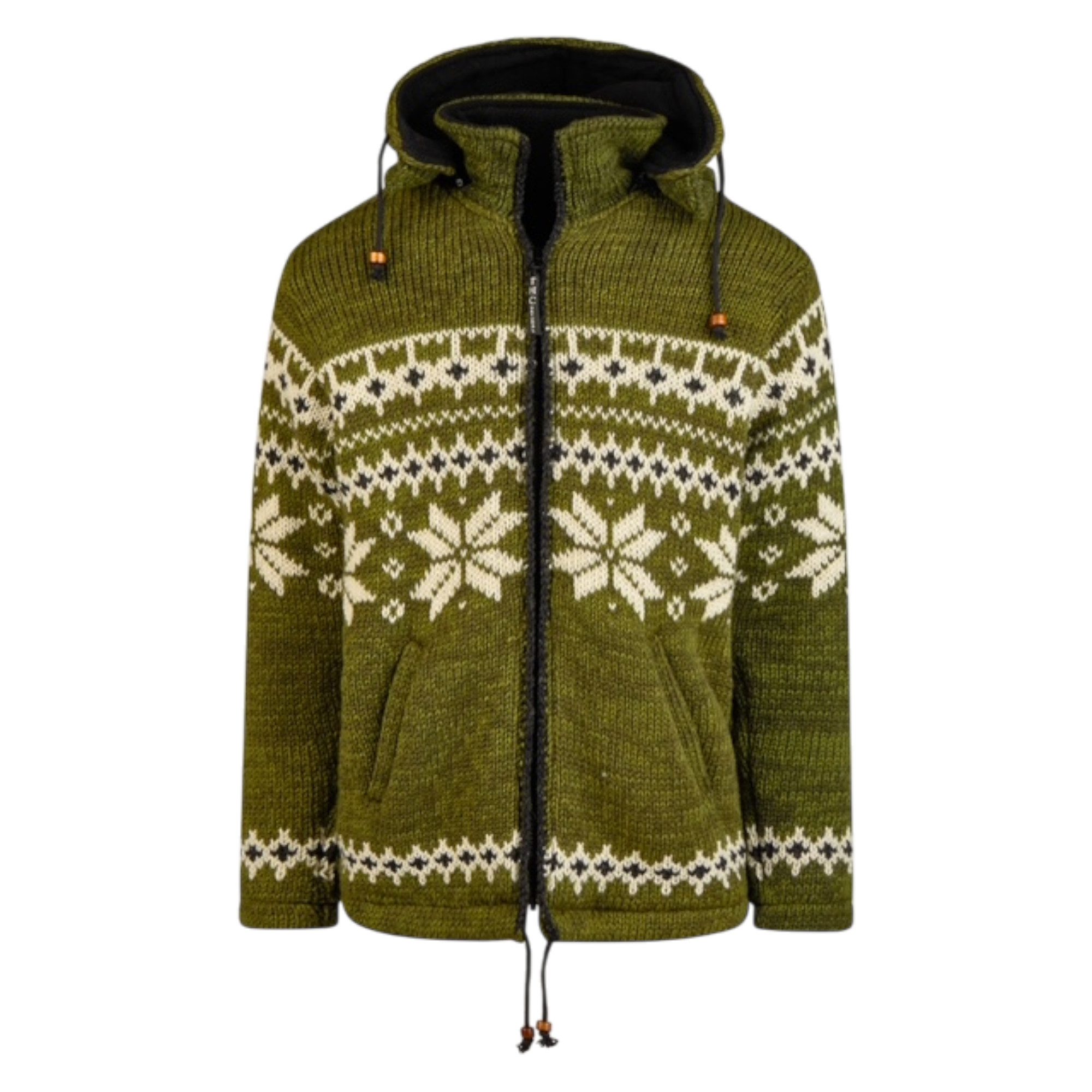 THC Natural Line Strickjacke THC Schafwollstrickjacke Norweger grün 607 (1 Stück, 1-tlg., 1 Stück) weiche Schurwolle