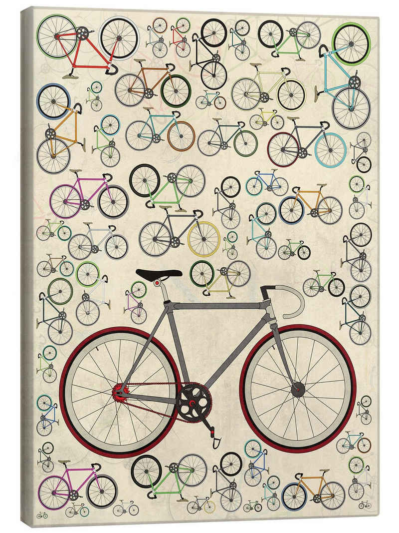 Posterlounge Leinwandbild Wyatt9, Vintage Fixie Fahrräder, Kinderzimmer Vintage Illustration