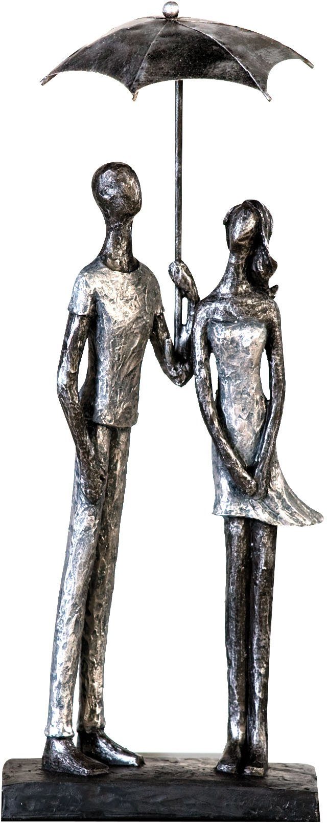 Casablanca by Gilde Dekofigur Skulptur Umbrella, silber (1 St), Dekoobjekt, Höhe 36 cm, antikfinish, mit Spruchanhänger, Wohnzimmer