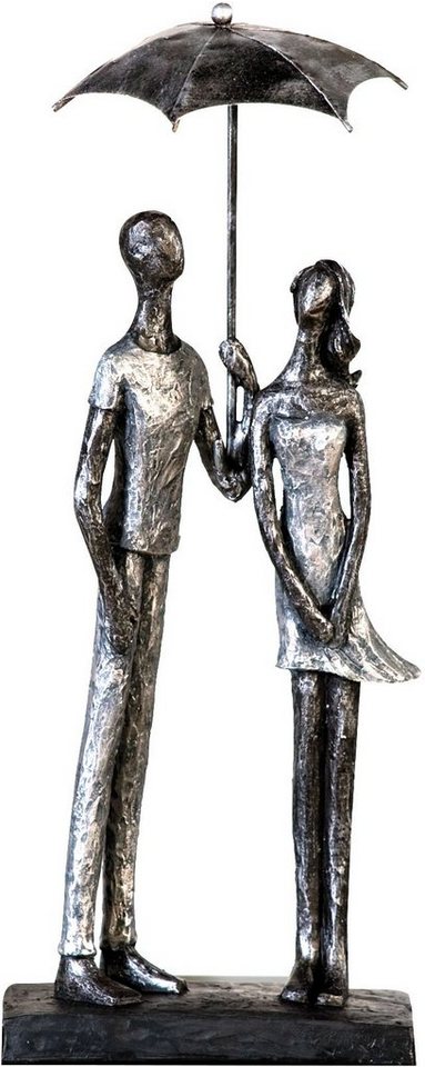 Casablanca by Gilde Dekofigur Skulptur Umbrella, silber (1 St), Dekoobjekt,  Höhe 36 cm, antikfinish, mit Spruchanhänger, Wohnzimmer