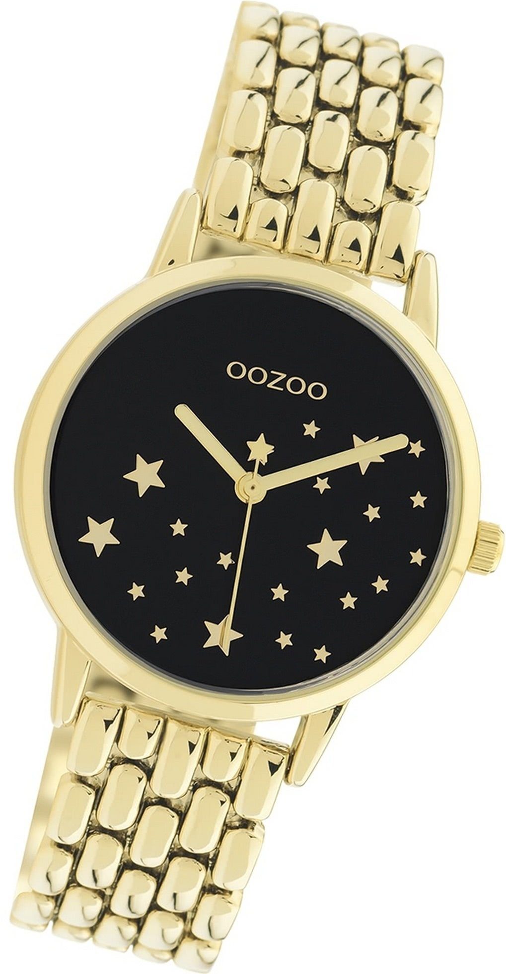 rundes Edelstahlarmband Damen Gehäuse, Damenuhr 34mm) OOZOO mittel Armbanduhr Quarzuhr gold, Oozoo Timepieces, (ca.