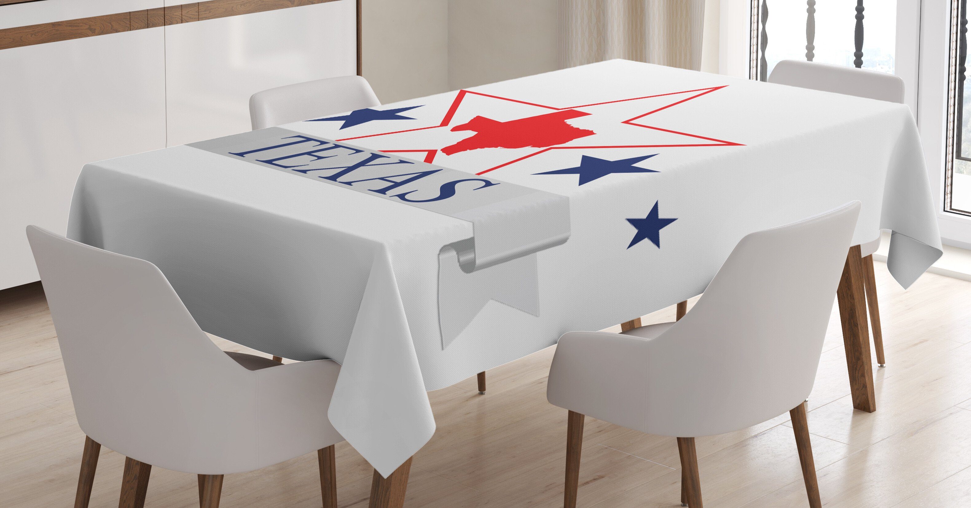 Abakuhaus Tischdecke Farbfest Waschbar Für den Außen Bereich geeignet Klare Farben, Texas Star Amerikanisch Karte Muster | Tischdecken