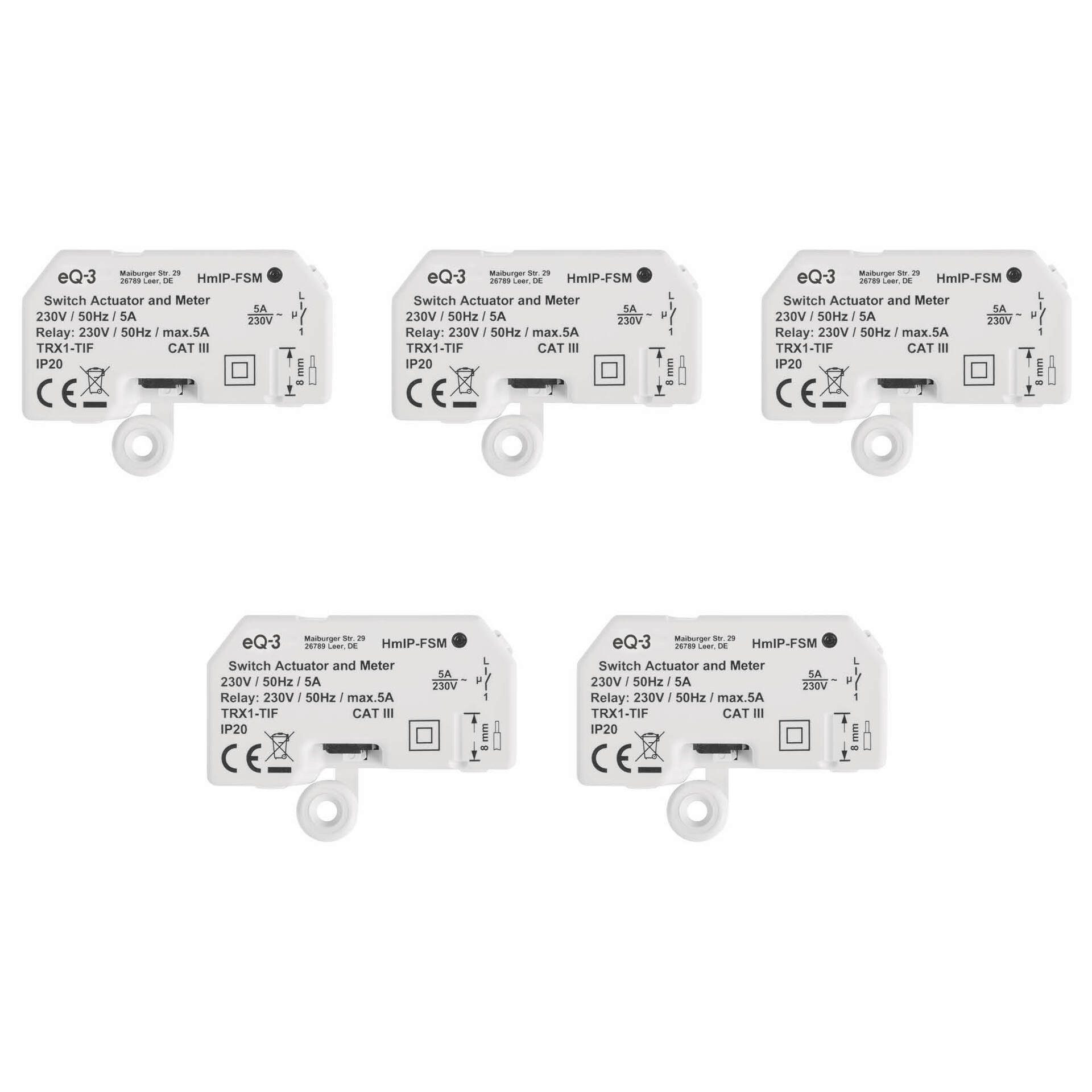 Homematic IP Bundle 5x Schalt-Mess-Aktor Unterputz Smart-Home-Zubehör