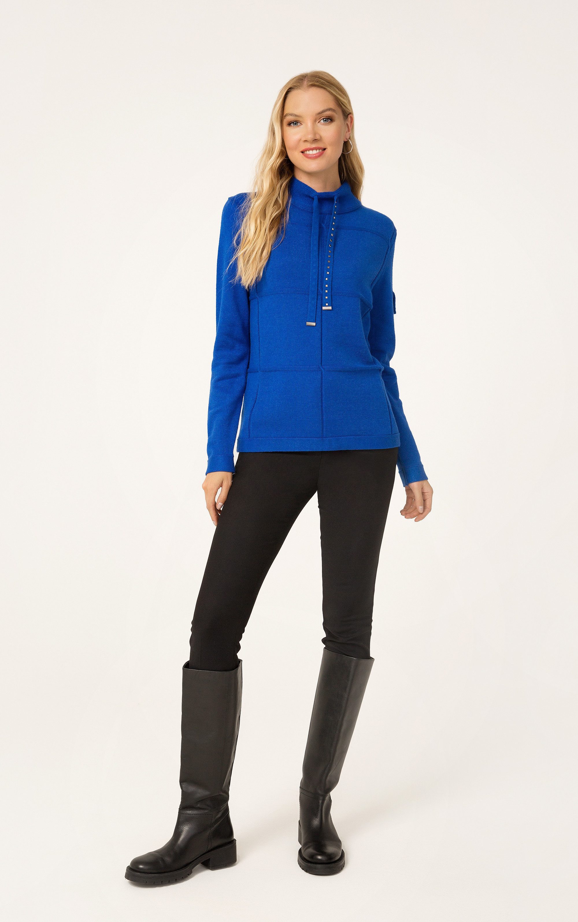 Passioni Strickpullover Sweatshirt mit Taschendetail und Strass günstig online kaufen