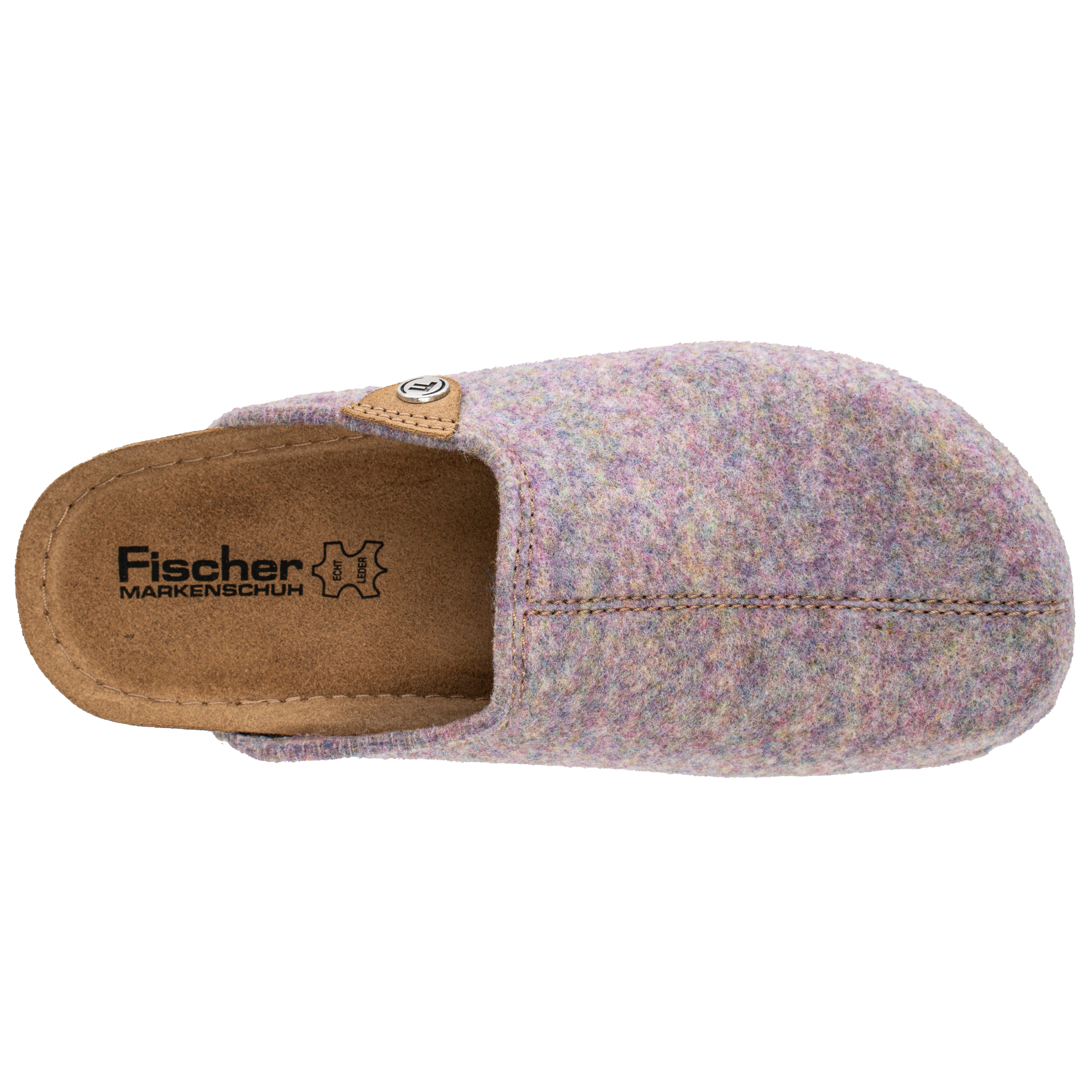 Fischer-Markenschuh Jutta Pantoffel aus recyceltem PET Filz, gepolstertes Lederfußbett, Weite G