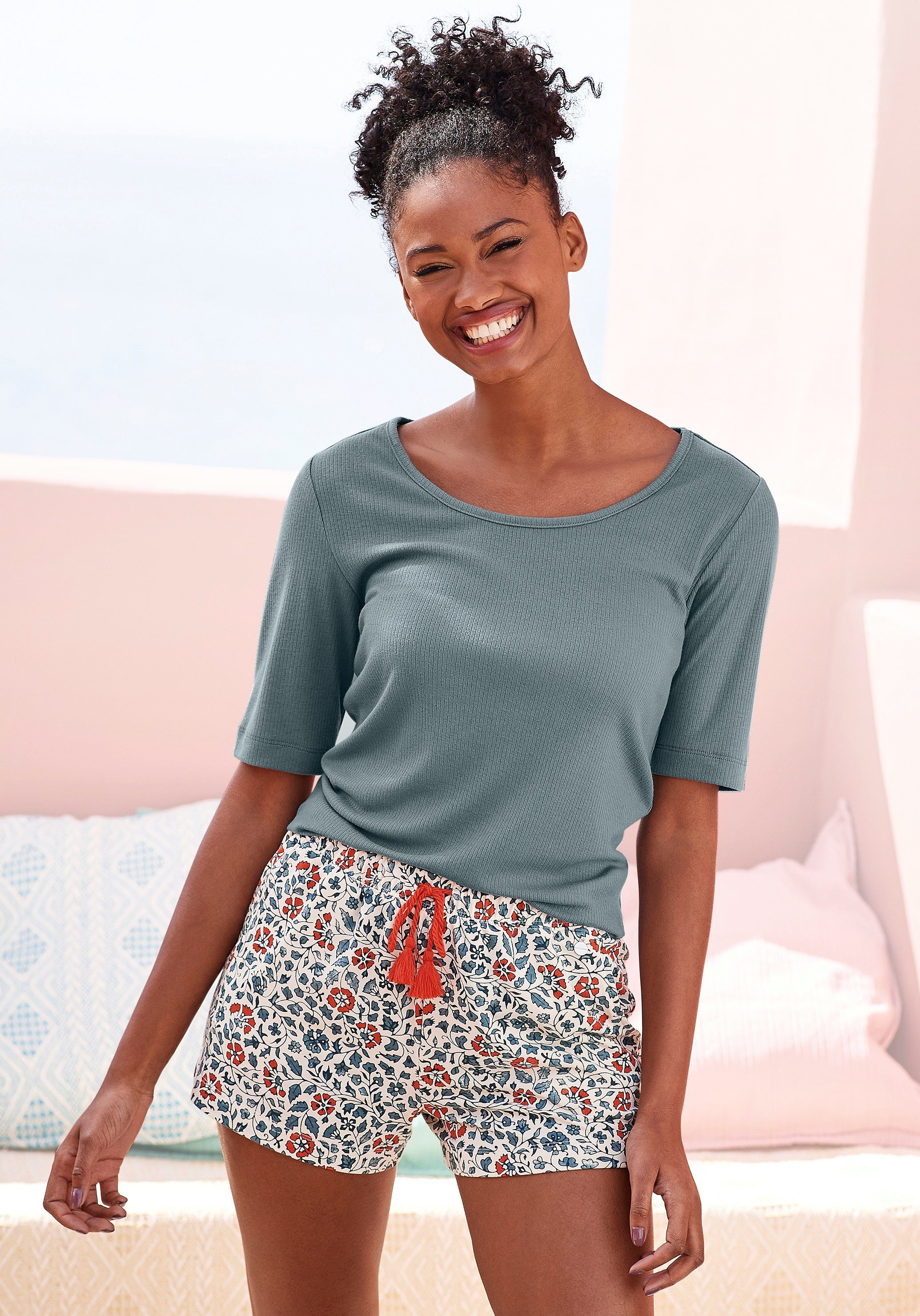 LASCANA Pyjamaoberteil aus Rippstrick