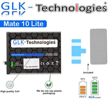 GLK-Technologies High Power Ersatz Akku für Huawei Mate 10 Lite Honor 7X Nova 2 Plus P Smart Plus Nova 3i P30 Lite inkl. Klebestreifen Smartphone-Akku 3420 mAh (3,8 V)