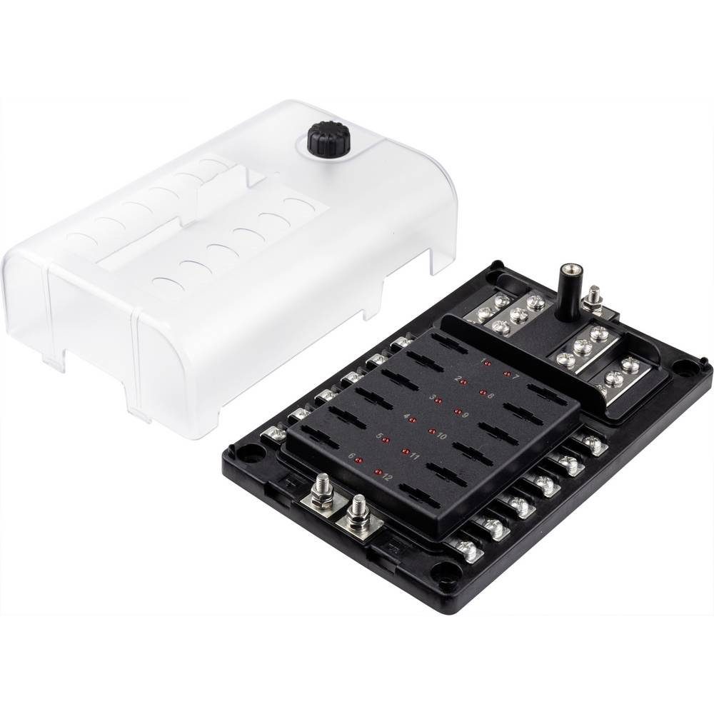 TRU COMPONENTS Sicherungshalter Flachsicherungs-Halter für 12 Sicherungen mit LED-Anzeige 32, mit Statusanzeige