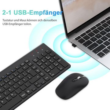 cimetech, 2.4G Ultraslim Kabellose Tastatur- und Maus-Set, mit QWERTZ Deutsches Layout, 10m Reichweite, für PC, Desktop